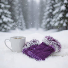 Load image into Gallery viewer, Two Toned Real Fur Trim Fingerless Gloves