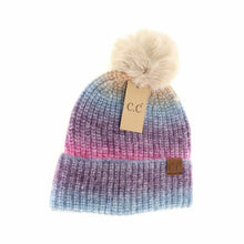 Load image into Gallery viewer, Multicolored Ombre Fur Pom C.C Beanie