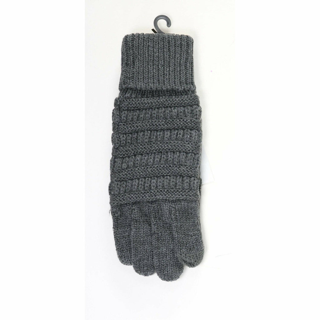 Metallic Cable Knit CC Gloves