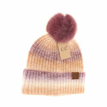 Load image into Gallery viewer, Multicolored Ombre Fur Pom C.C Beanie
