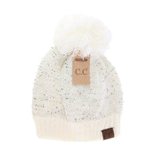 Load image into Gallery viewer, Fuzzy Lined Scatter Sequin Pom C.C Beanie
