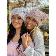 Load image into Gallery viewer, Multi Color Feather Knit Pom Beanie
