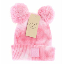 Load image into Gallery viewer, Baby Tie Dye Double Fur Pom Beanie
