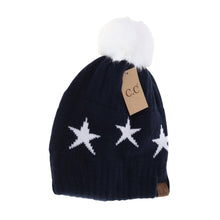 Load image into Gallery viewer, Star Print Pom C.C Beanie
