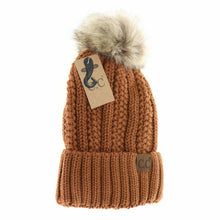Load image into Gallery viewer, Fuzzy Lined Fur Pom CC Beanie
