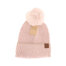 Load image into Gallery viewer, Sequin Faux Fur Pom C.C Beanie
