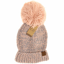 Load image into Gallery viewer, Two-Tone Thick Knit Pom CC Beanie
