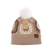 Load image into Gallery viewer, C.C Flower Pattern Pom Beanie

