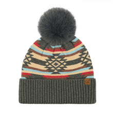 Load image into Gallery viewer, Aztec Patterned CC. Pom Beanie HTE0127
