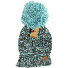 Load image into Gallery viewer, Two-Tone Thick Knit Pom CC Beanie
