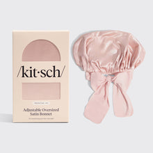 Load image into Gallery viewer, Adjustable Oversized Satin Bonnet- Blush
