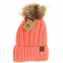 Load image into Gallery viewer, Fuzzy Lined Fur Pom CC Beanie
