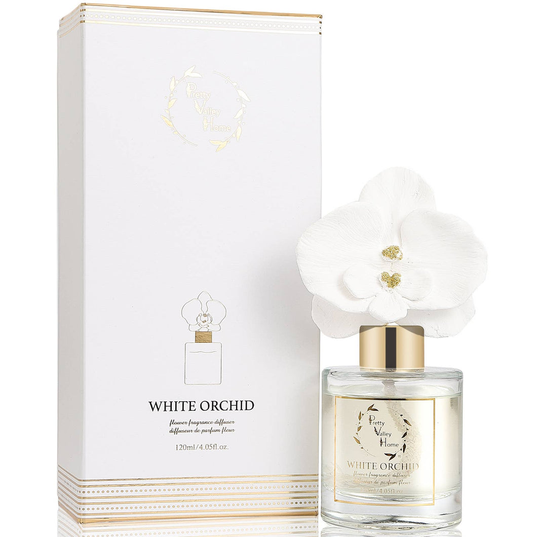Golden Orchid Flower Diffuser Gift Set - White Orchid