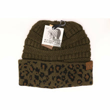 Load image into Gallery viewer, Matching Cuff Leopard Print CC Beanie Tail
