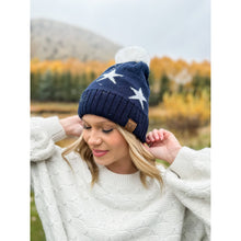 Load image into Gallery viewer, Star Print Pom C.C Beanie
