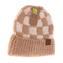 Load image into Gallery viewer, Boucle Checkered Patterned C.C Beanie
