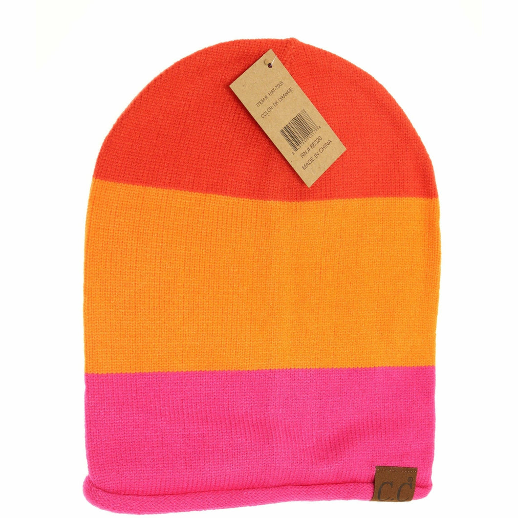 Colorblock Rolled Cuff Slouchy CC Beanie