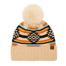 Load image into Gallery viewer, Aztec Patterned CC. Pom Beanie HTE0127
