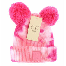 Load image into Gallery viewer, Baby Tie Dye Double Fur Pom Beanie
