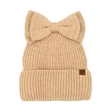 Load image into Gallery viewer, Sequin Bow Messy Bun C.C Beanie
