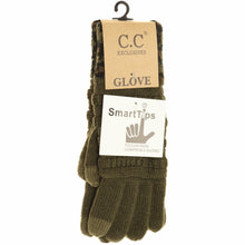 Load image into Gallery viewer, Solid Cable Knit Leopard Cuff CC Gloves
