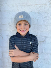 Load image into Gallery viewer, Kids&#39; Soft Ribbed Leather Patch C.C. Beanie
