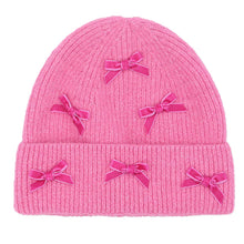 Load image into Gallery viewer, Mini Velvet Bow Cuff C.C Beanie
