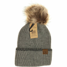 Load image into Gallery viewer, Ribbed Knit Beanie with Accented Cuff
