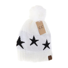 Load image into Gallery viewer, Star Print Pom C.C Beanie
