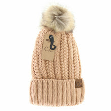 Load image into Gallery viewer, Fuzzy Lined Fur Pom CC Beanie
