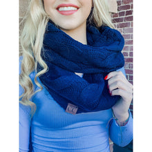 Load image into Gallery viewer, Fuzzy Lined Solid Cable Knit CC Infinity Scarf
