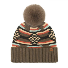 Load image into Gallery viewer, Aztec Patterned CC. Pom Beanie HTE0127
