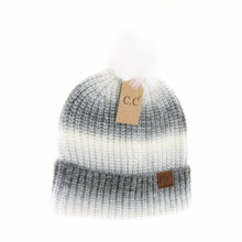 Load image into Gallery viewer, Multicolored Ombre Fur Pom C.C Beanie
