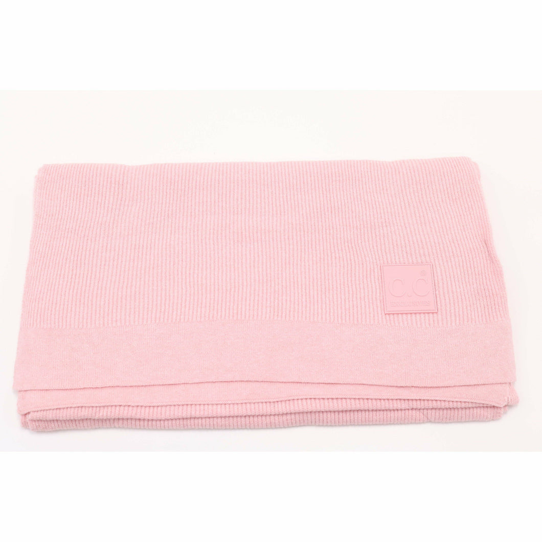 Solid Ribbed Knit CC Scarf with Rubber Patch
