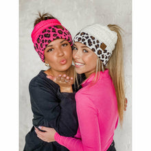 Load image into Gallery viewer, Matching Cuff Leopard Print CC Beanie Tail
