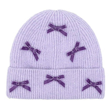 Load image into Gallery viewer, Mini Velvet Bow Cuff C.C Beanie
