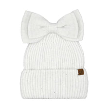 Load image into Gallery viewer, Sequin Bow Messy Bun C.C Beanie
