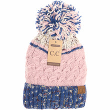 Load image into Gallery viewer, Lined Tri-Color Flecked Pom CC Beanie
