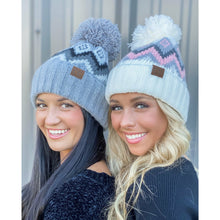 Load image into Gallery viewer, Aztec Chevron Knit Pom C.C Beanie

