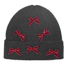 Load image into Gallery viewer, Mini Velvet Bow Cuff C.C Beanie
