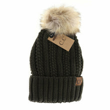 Load image into Gallery viewer, Fuzzy Lined Fur Pom CC Beanie
