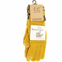 Load image into Gallery viewer, Solid Cable Knit Leopard Cuff CC Gloves
