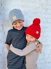 Load image into Gallery viewer, Kids&#39; Soft Ribbed Leather Patch C.C. Beanie
