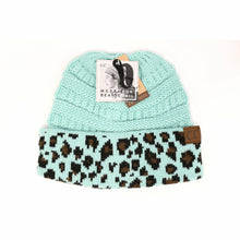 Load image into Gallery viewer, Matching Cuff Leopard Print CC Beanie Tail
