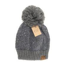 Load image into Gallery viewer, Fuzzy Lined Scatter Sequin Pom C.C Beanie
