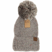 Load image into Gallery viewer, Multi Color Feather Knit Pom Beanie
