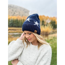 Load image into Gallery viewer, Star Print Pom C.C Beanie
