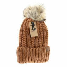 Load image into Gallery viewer, Fuzzy Lined Fur Pom CC Beanie
