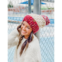 Load image into Gallery viewer, Lined Tri-Color Flecked Pom CC Beanie
