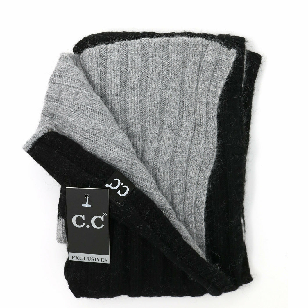 CC Exclusive-Black Label Two Tone Ribbed Knit Infinity Scarv
